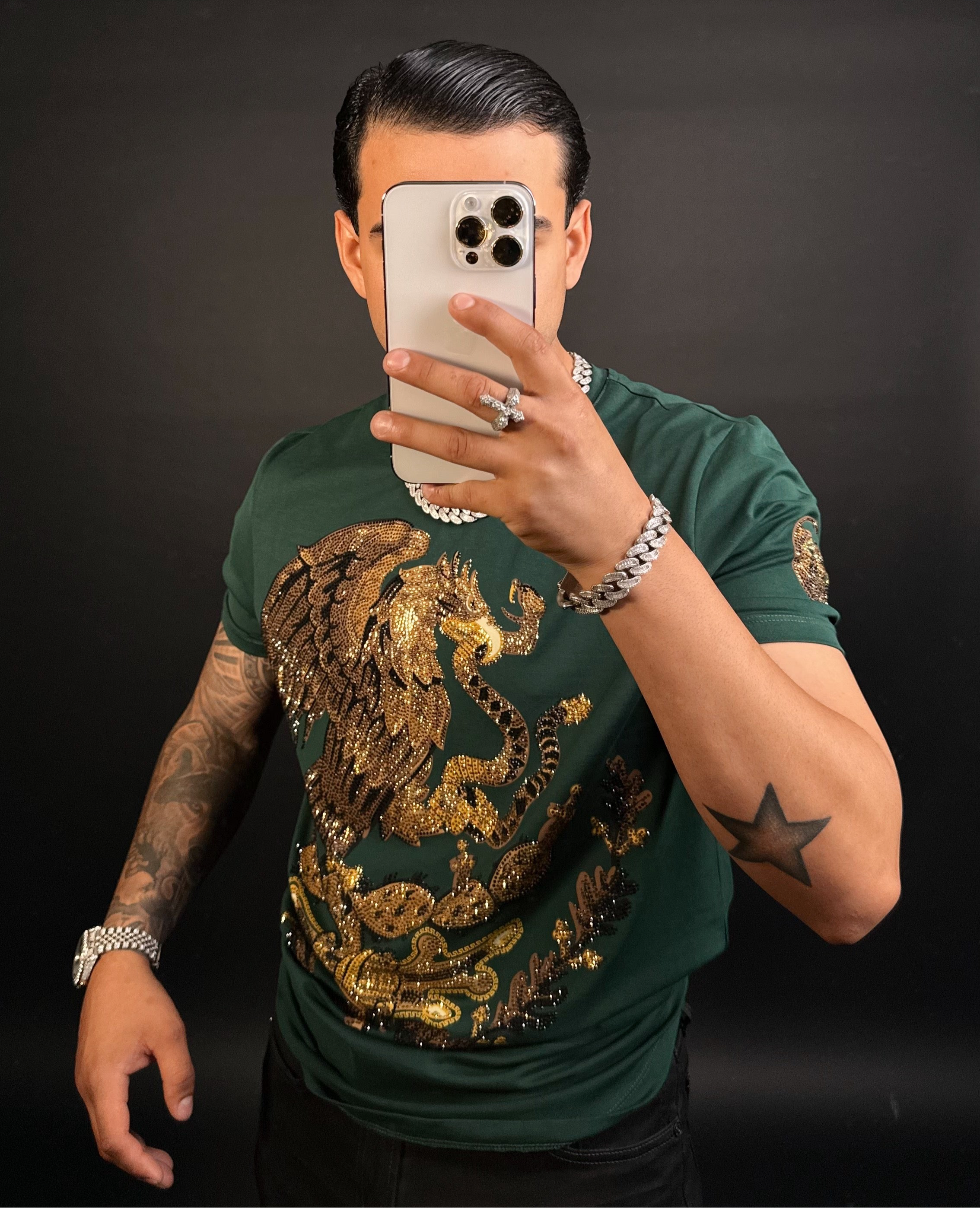 México Rhinestone Tee/Green