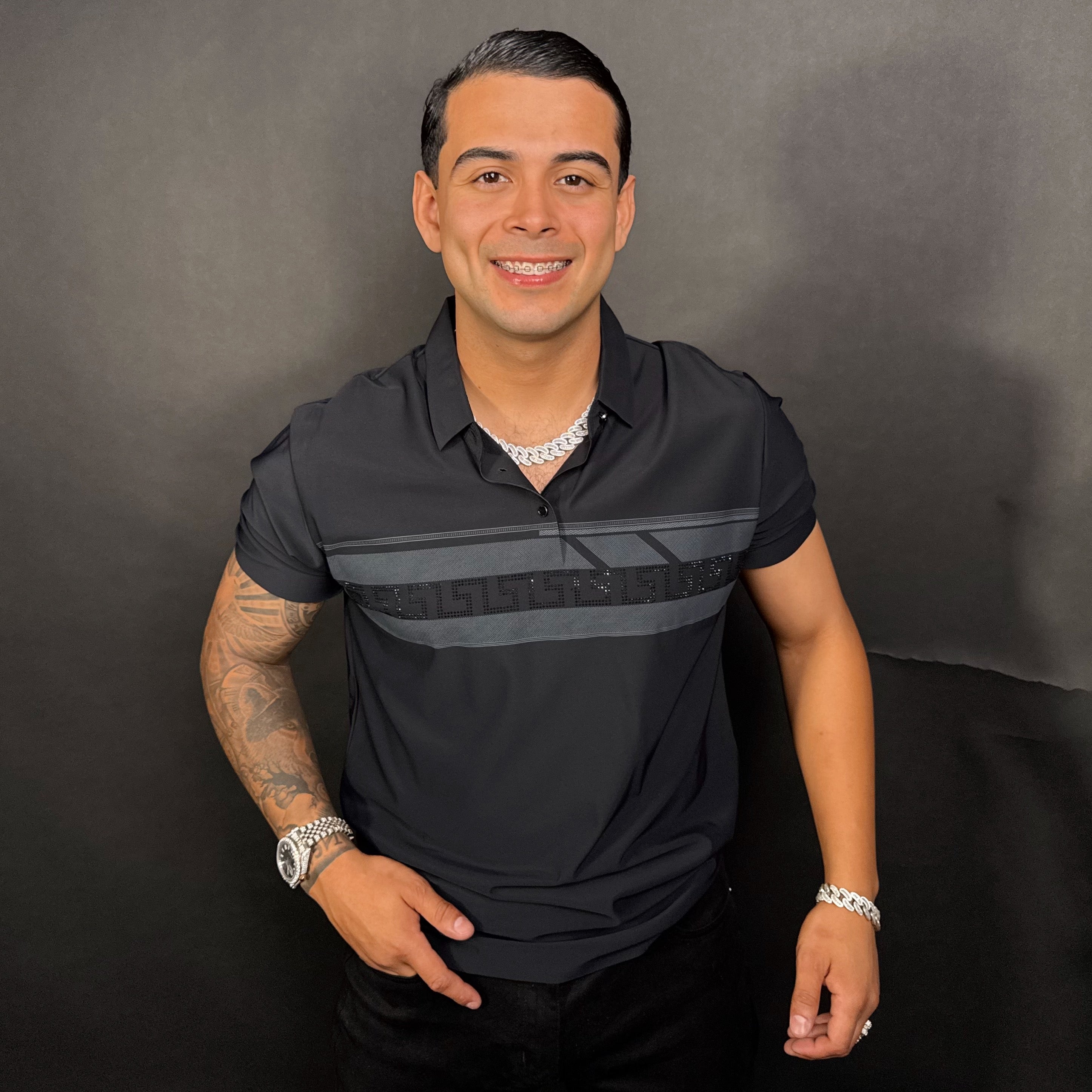 Saúl Rhinestone Polo Black