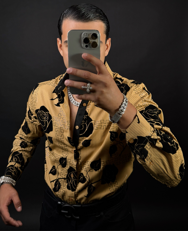 Rosas negras Long Sleeve Beige