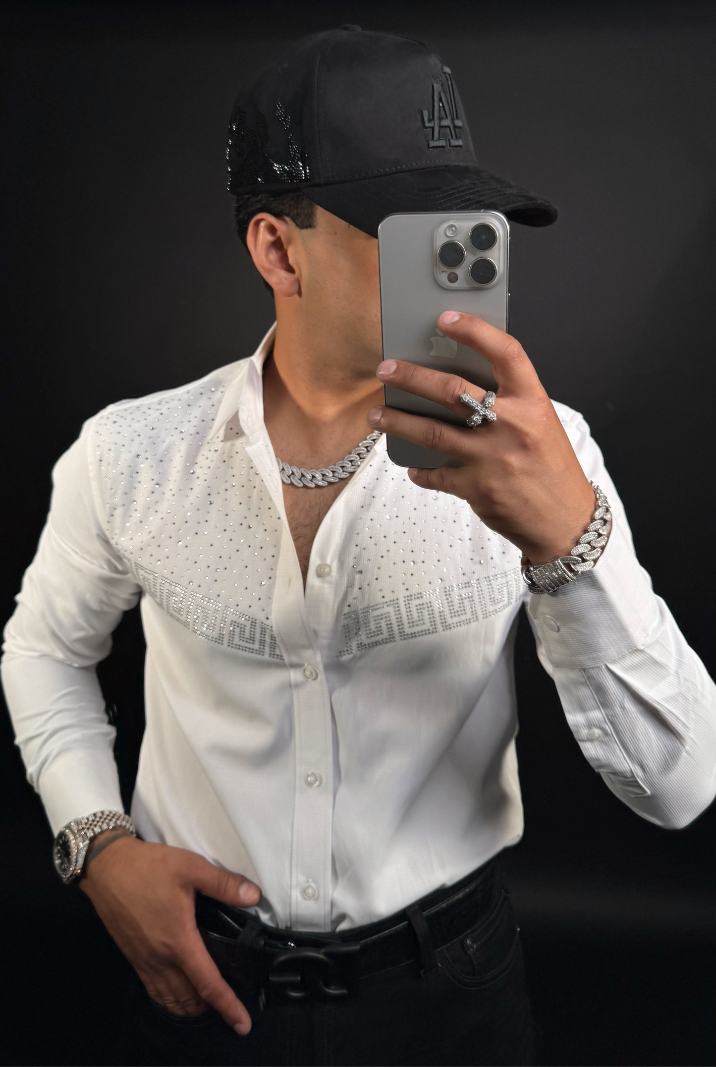 Ariel Rhinestone Shirt/White