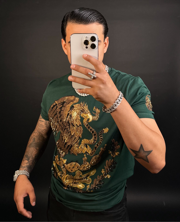 México Rhinestone Tee/Green