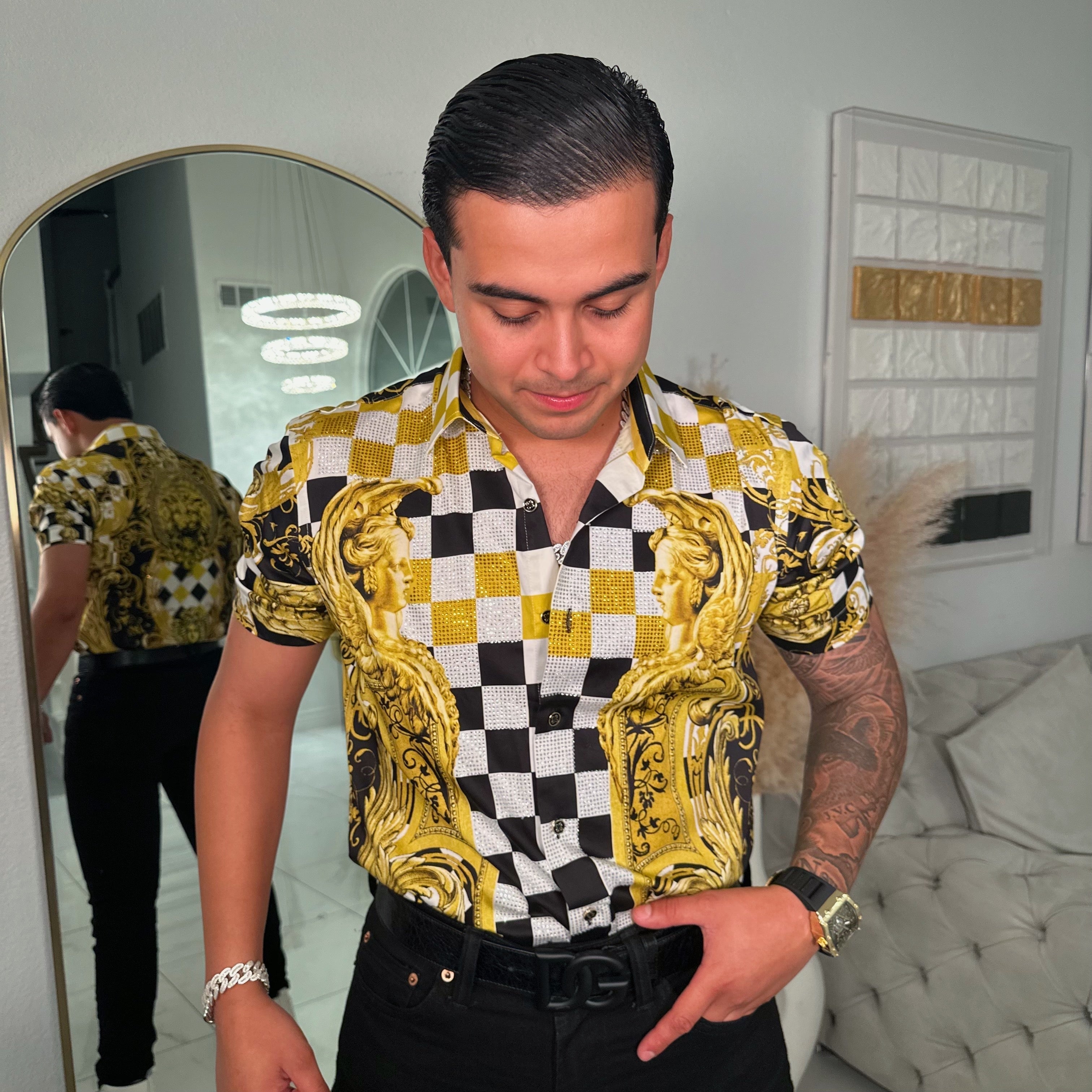 Ajedrez shirt short sleeve GOLD/BLACK