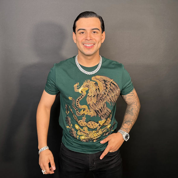 México Rhinestone Tee/Green