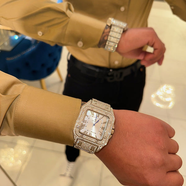 watch iced out SILVER