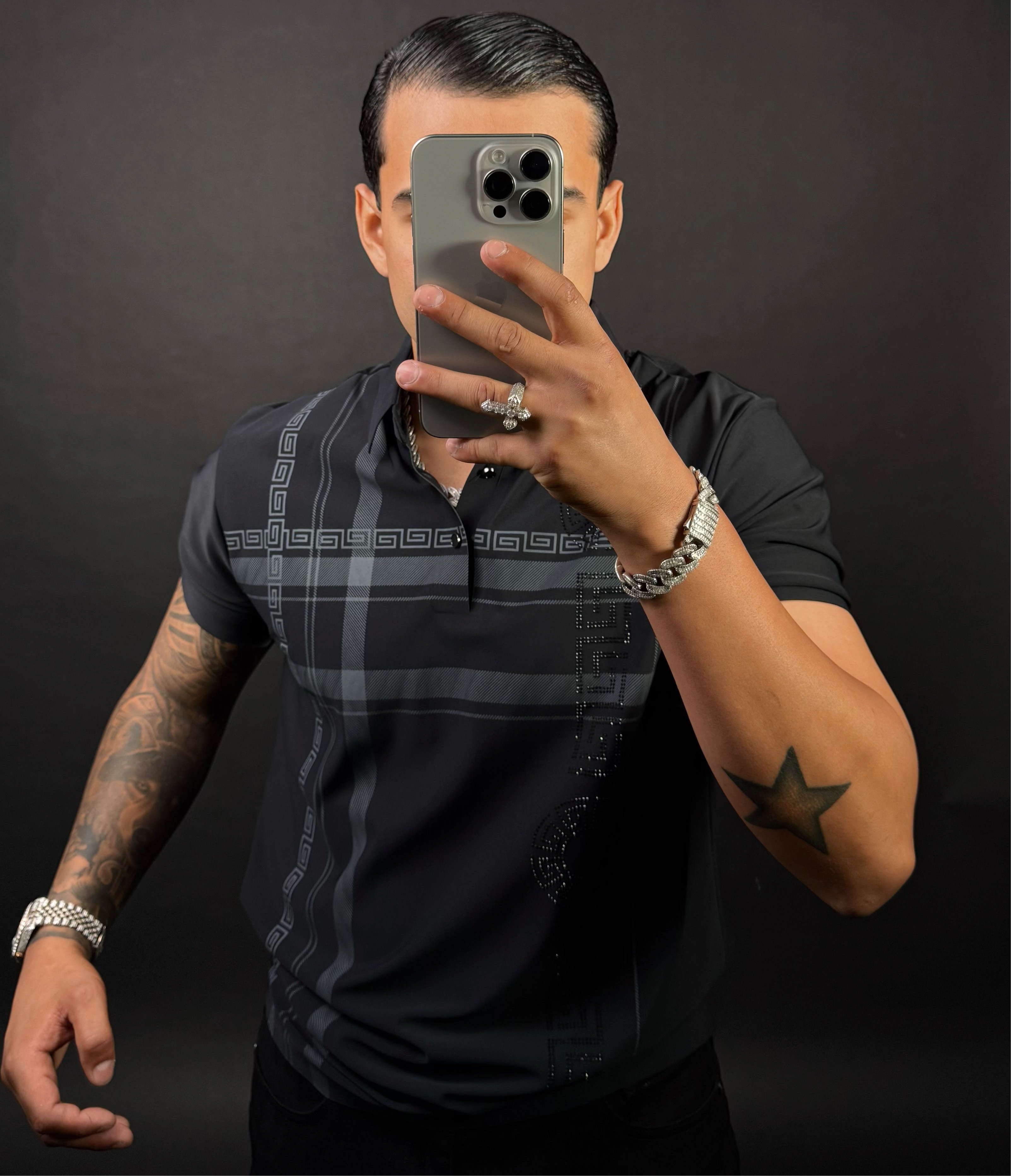 Fabián Rhinestone Polo Black