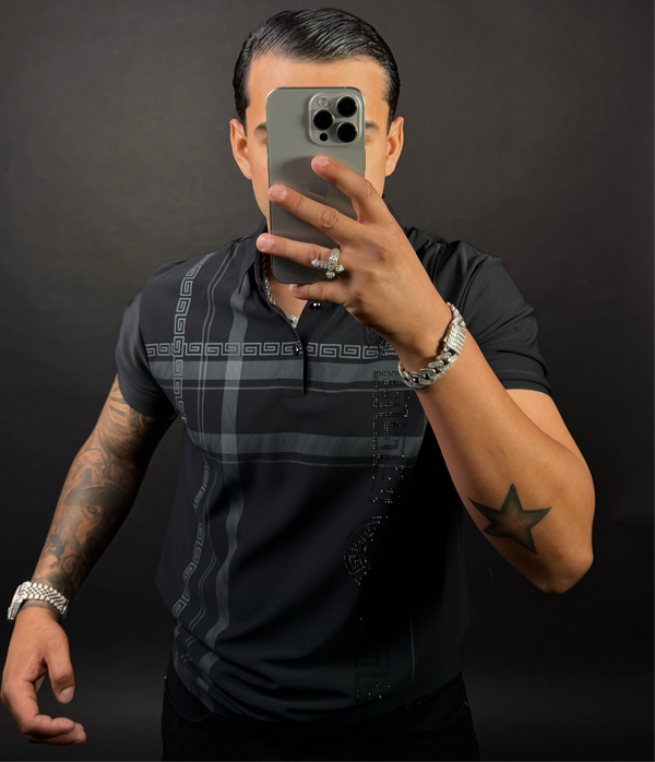 Fabián Rhinestone Polo Black