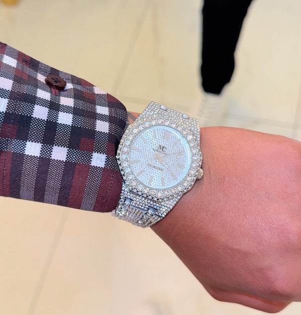 PA iced out watch-White Gold