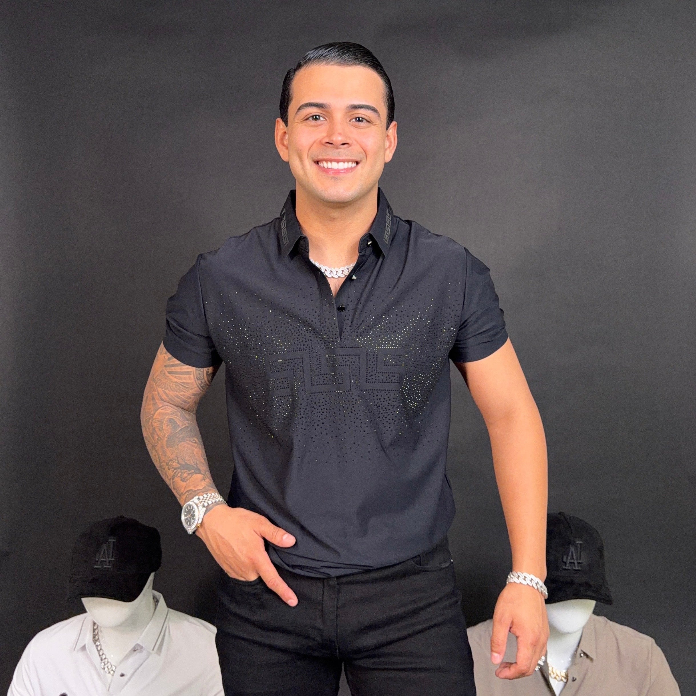 Lavadichi Rhinestone polo Black