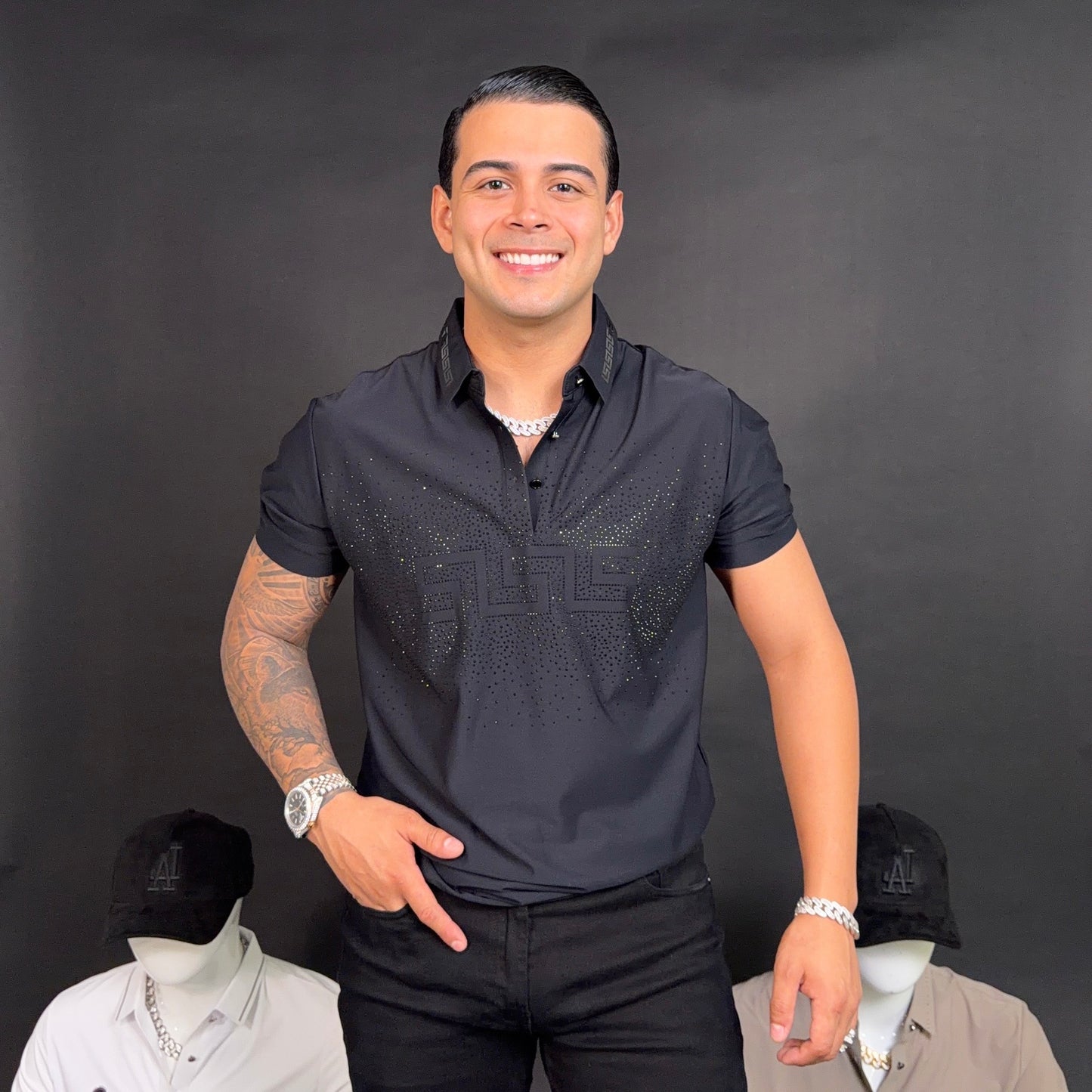 Lavadichi Rhinestone polo Black