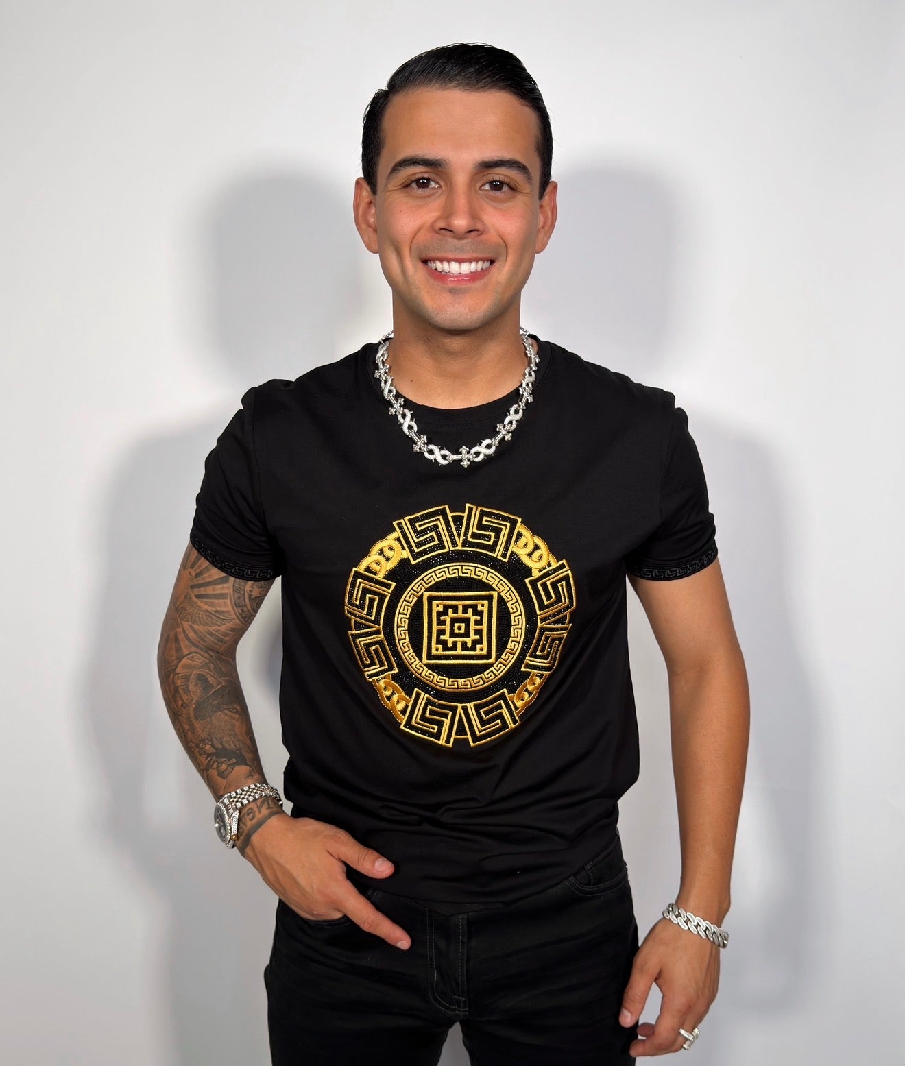Rude Rhinestone tee Black/Gold