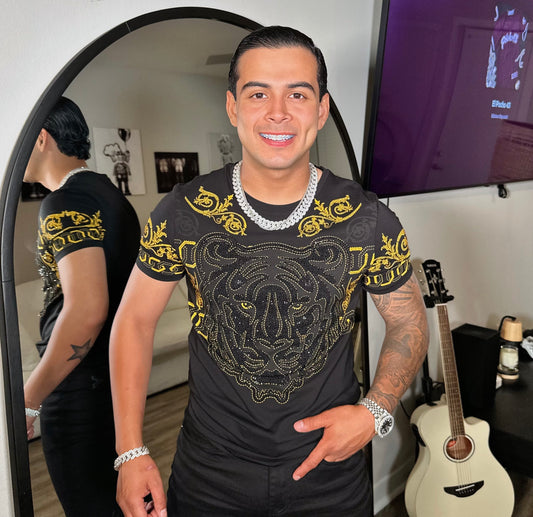 Black Tiger Rhinestone Tee