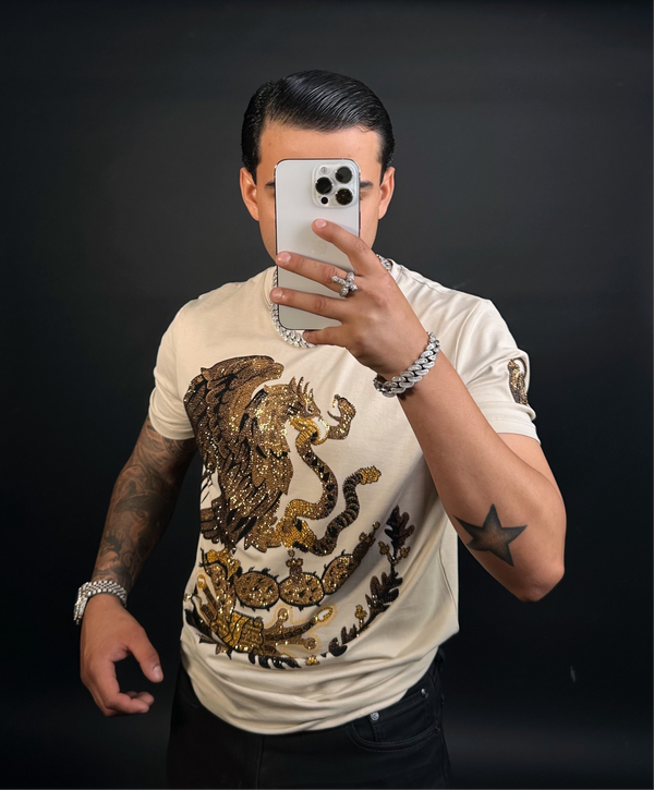 México Rhinestone tee/Beige