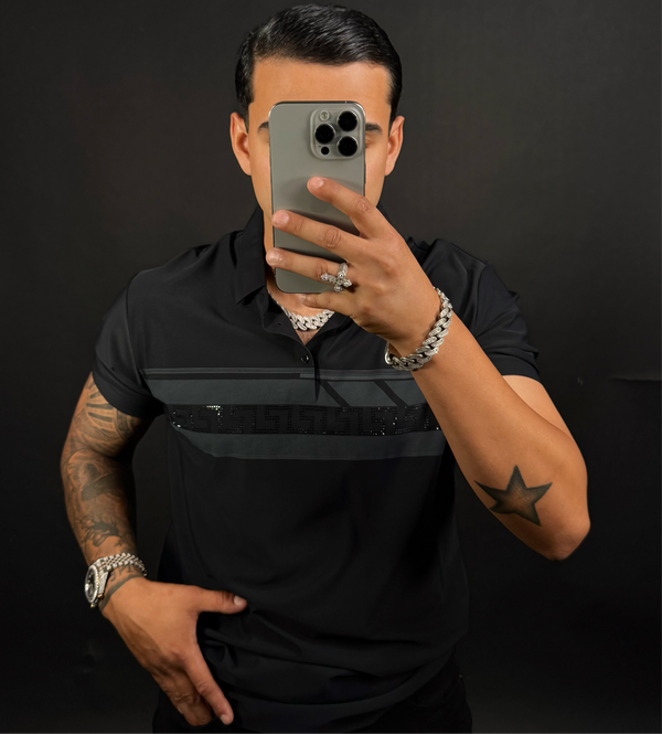 Saúl Rhinestone Polo Black