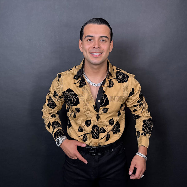Rosas negras Long Sleeve Beige